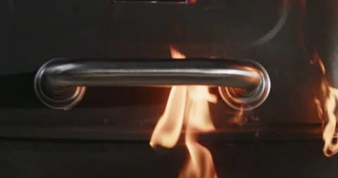Empty Flaming Grill With Open Fire Ready For Product Placement Video stock 211772366