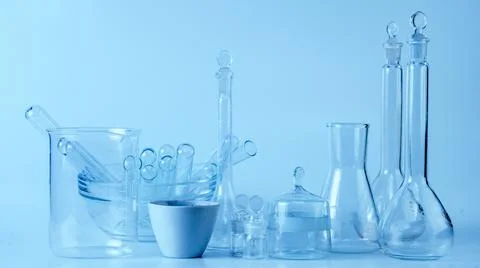 Empty flasks. Laboratory analysis equipment. Chemical laboratory, glassware t Stock Photos