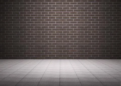Empty flat design scene is showing continuous brown brick wall and light grey Stock Illustration