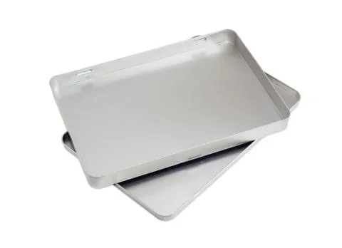 Empty flat rectangular tin box with lid Stock Photos
