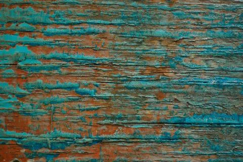 Empty flat wooden surface with strokes of blue paint. Abstract background Stock Photos