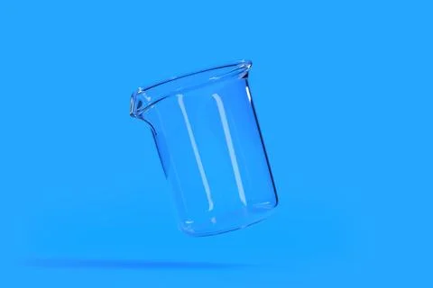 Empty flies beaker on blue background. Chemistry flask Stockillustratie
