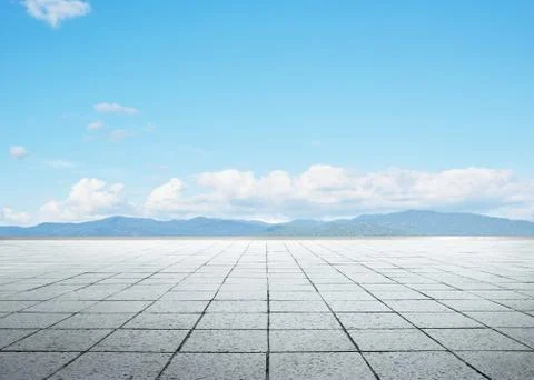 Empty  floor in front of blue sky . Foto stock