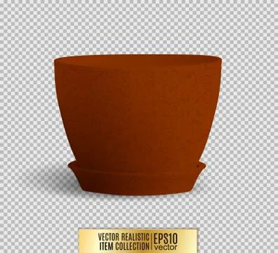 Empty Flower Pot isolated on transparent. Realistic vector, 3d illustration Stock Illustration