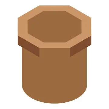 Empty flower pot with octagonal opening standing upright Stock Illustration