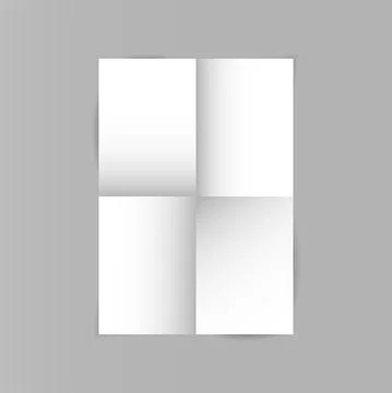 Empty fold paper template. Realistic A4 mockup on white background with shado Stock Illustration