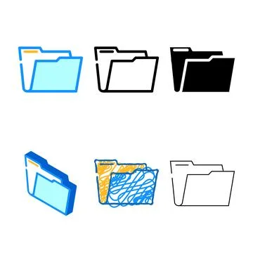 Empty folder color icon types vector Stock Illustration