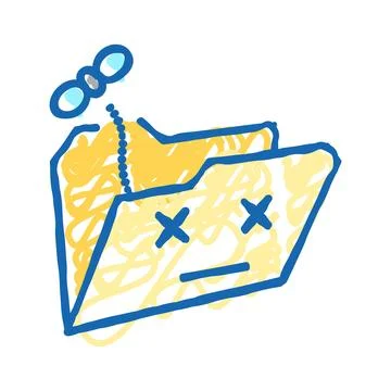 Empty folder icon doodle illustration Stock Illustration