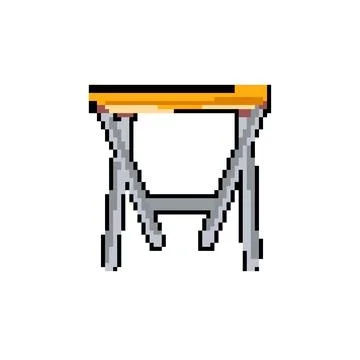 Empty folding table pixel art vector illustration Illustrazione stock