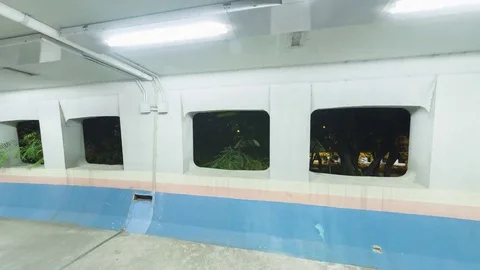 Empty foot bridge at night Stock Footage 81387090