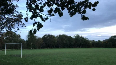 Empty football pitch in England Stock Footage