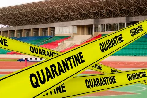 Empty football stadium stands. The lockdown period Stock Illustration