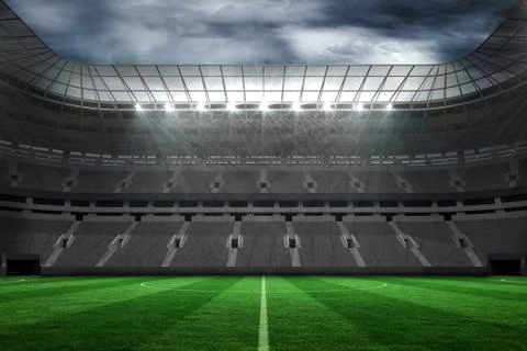 Empty football stadium under clouds Illustrazione stock