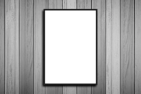 Empty frame. Blank dark grey mounted landscape frame on white Stock Photos