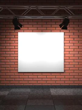 Empty Frame on Bricks Wall. Stock Illustration