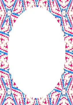 Empty Frame With Colored Patterned Rounded Borders White circle frame back... Foto stock