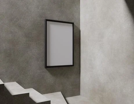 Empty frame on concrete wall, corner setting Stock Illustration