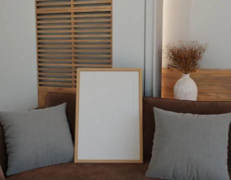 Empty frame on a couch, neutral tones Stock-Illustration