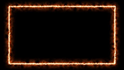 Empty frame with electric power round border glowing, burning flame sign Stock Footage 124728707