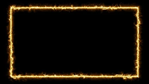 Empty frame with electric power round border glowing, burning Stock Footage 124728950