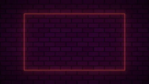 Empty frame with electric power round border glowing, orange color neon light Stock Footage 136393878