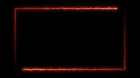 Empty frame electric power round border glowing, burning flame sign. 4K. Stock Footage 252998785