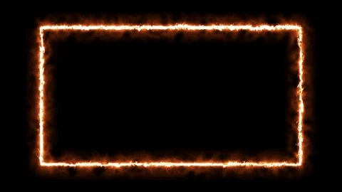 Empty frame with fire border glowing, burning flame signboard Stock Footage 121608716