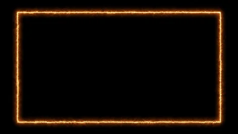Empty frame with fire border glowing, burning flame signboard Stock Footage 124728626