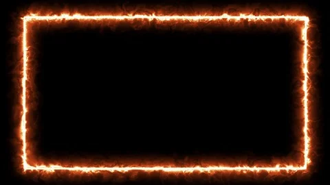 Empty frame with fire border glowing, burning flame signboard Stock Footage 124729580