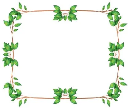 An empty frame with green leafy borders Stock Illustration