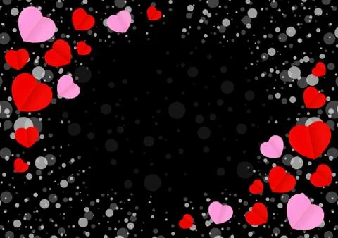 Empty frame with red pink heart shape for template banner valentines card bla 스톡 일러스트