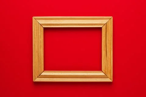 Empty frame with red wall Stock Photos