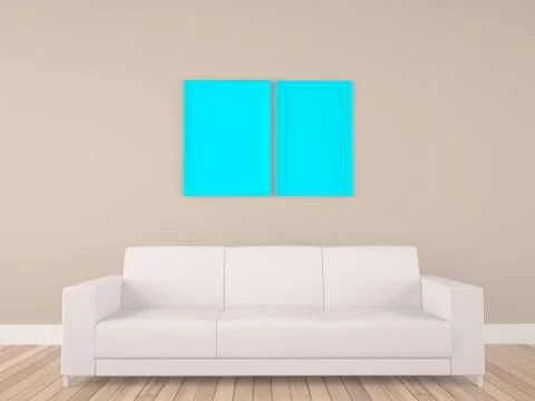 Empty frame in room with sofa Stock-Illustration