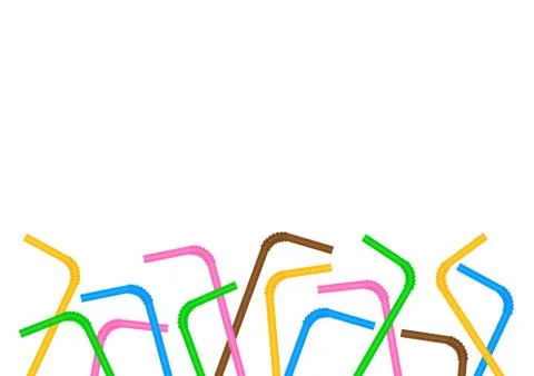 Empty frame of straws colorful isolated on white background and blank copy sp Stock-Illustration