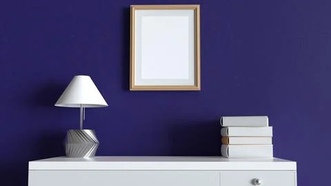 Empty frame top of the study table 3d illustration, empty copy space Stock Illustration