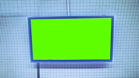 Empty frame on underground subway. Green screen, alpha channel billboard, screen Stock Footage 116515142