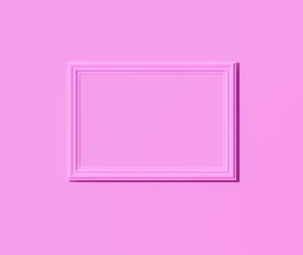 Empty frame on the wall with shadow. 3d rendering. Pink blank. Stock Illustration