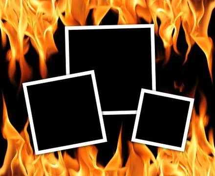 Empty frames with fire flames background Stock Illustration