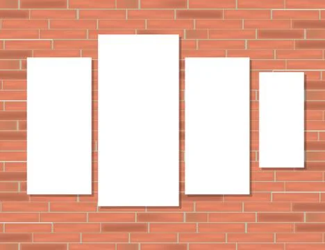 Empty frames on red brick wall. Stock Illustration