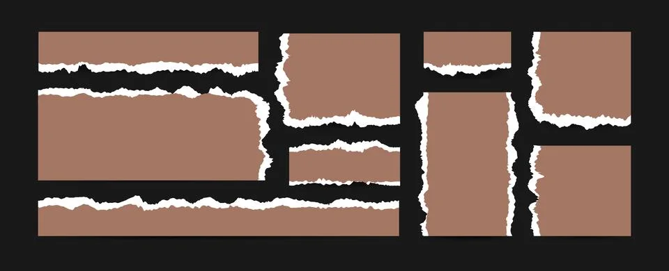 Empty frames for text in Mocha Mousse color. Pieces of Paper for crafting. .. Stock Illustration