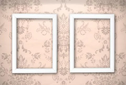 Empty frames on the wall. vintage background Stock Photos