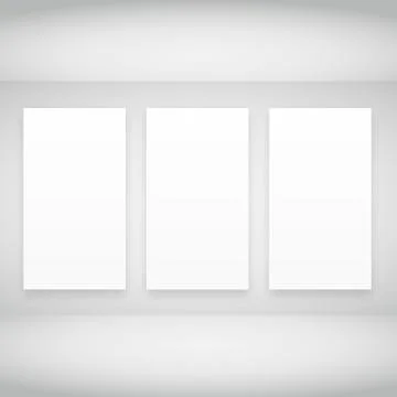 Empty frames in white room Stock Illustration