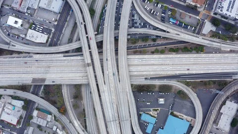 Empty Freeway Downtown Los Anglese During Coronavirus (COVID-19) Lockdown Video stock 128390623
