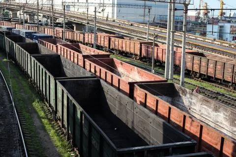 Empty freight train Stock Photos