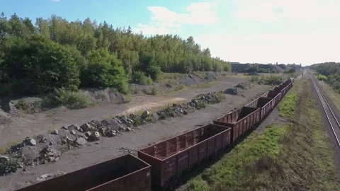 Empty freight train on the railroad Stock Footage 202068254