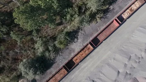 An empty freight train is walking along the tracks Stock Footage 202063448