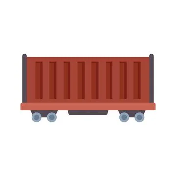 Empty freight wagon standing on rails for transportation of goods Stock Illustration