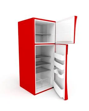 Empty fridge with opened doors Illustrazione stock