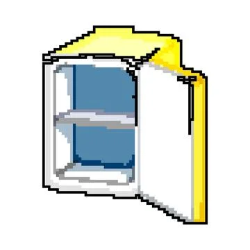 Empty fridge refrigerator game pixel art vector illustration Stock Illustration