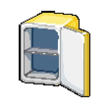 Empty fridge refrigerator pixel art vector illustration Stockillustratie